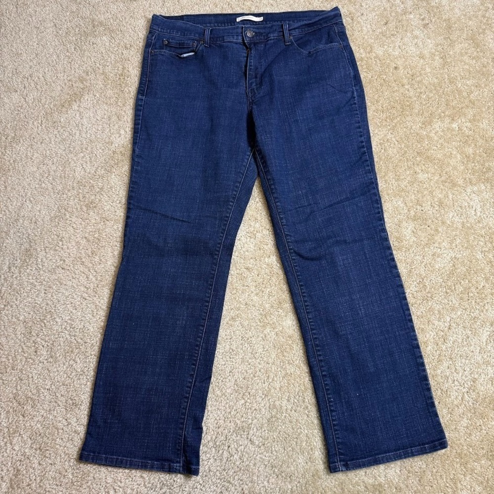 Levi's 505 Straight Jeans Womens 33 Dark Wash‎ Stretch Denim Pants 35x29